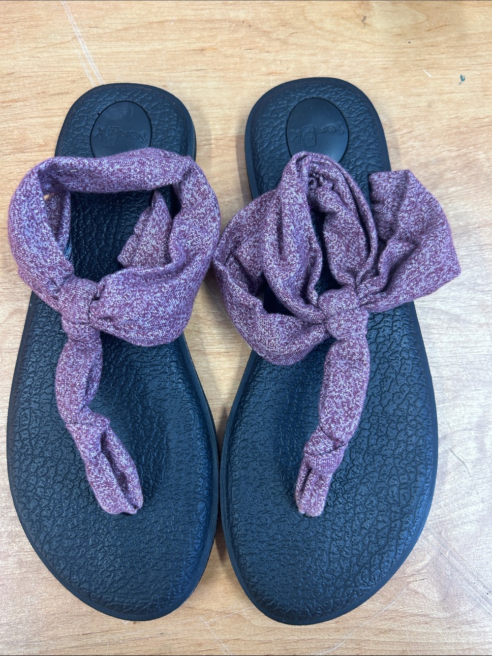 Sanuk Yoga Knotted Fabric Strap Sandals in Marled Mauve